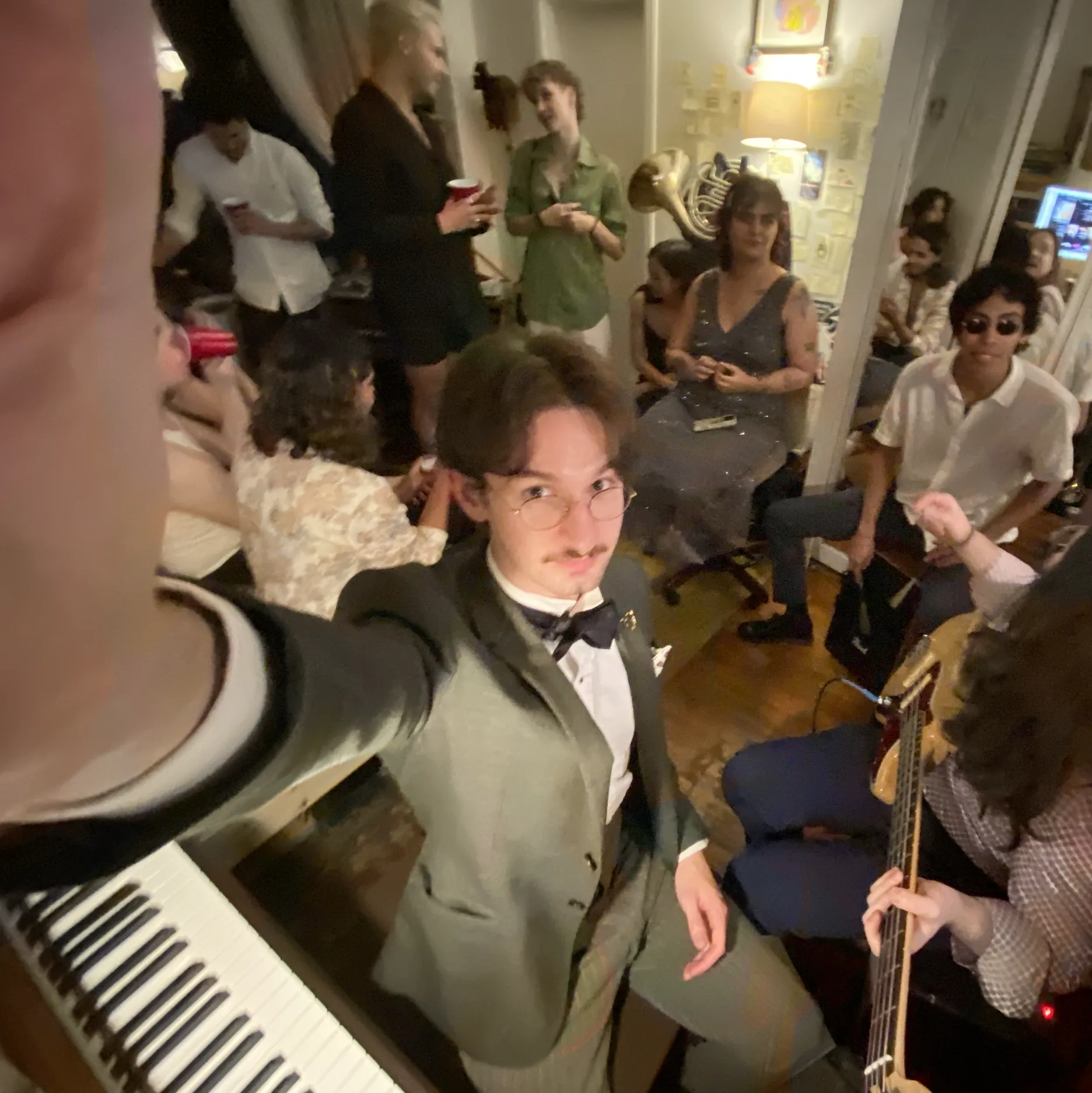 Photo of Alexander Kampas, wearing Victorian-style trousers he self-drafted and made